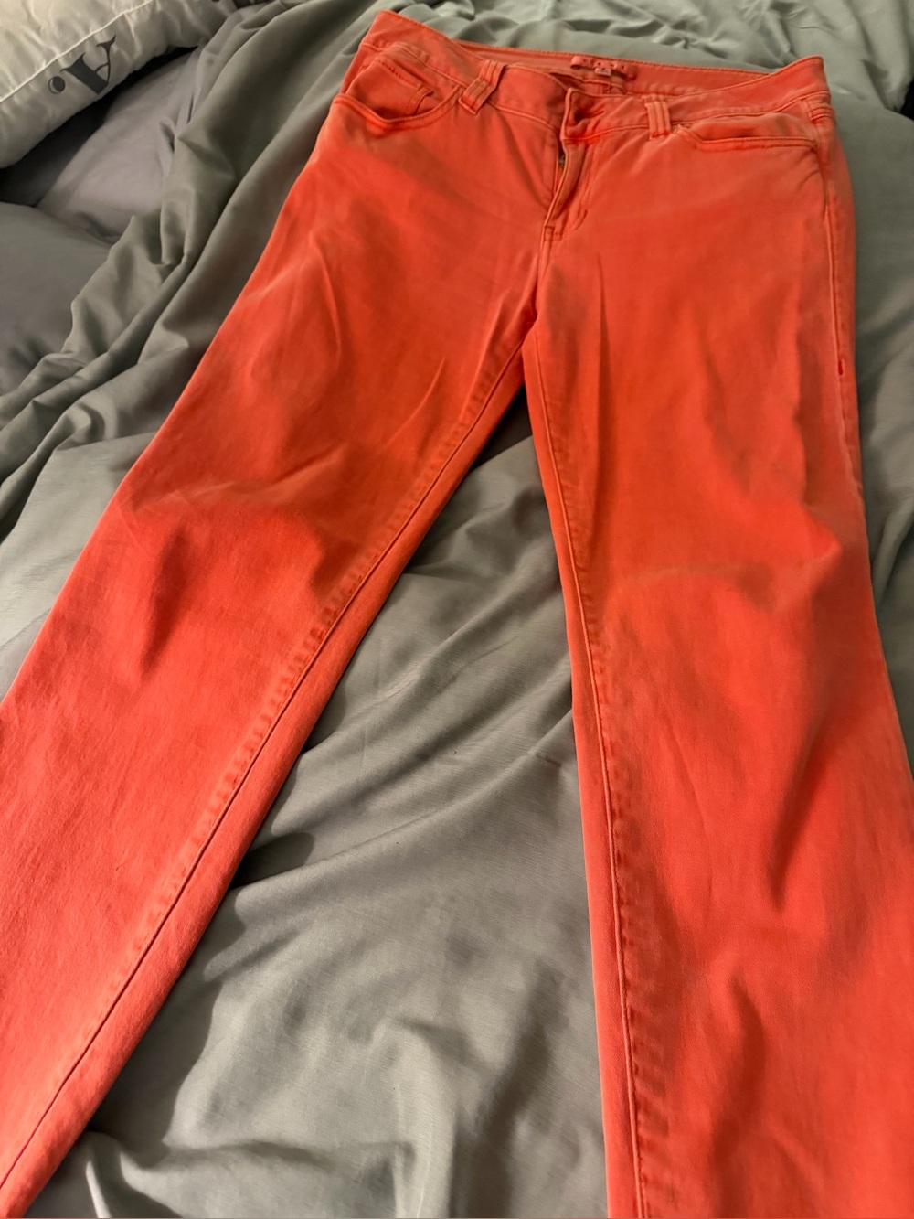 CAbi Women's Straight Leg Jeans in Coral Orange